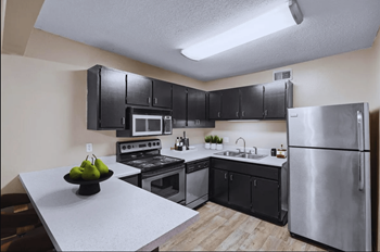 Kitchen with microwave